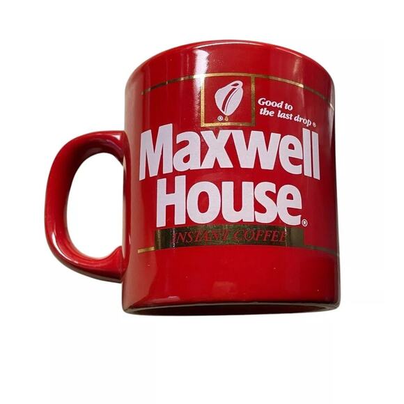 Coffee Cup Vintage Red Maxwell House  Instant Coffee- Collectors 1980s Red/Gold - Picture 2 of 8